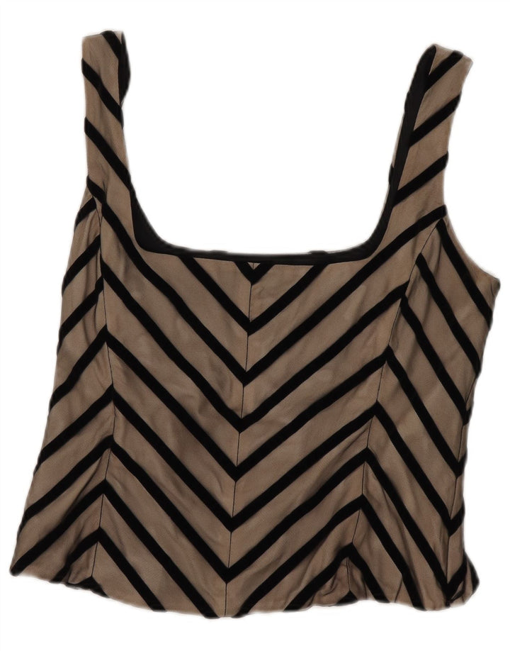 Top corto sin mangas para mujer Coast UK 42 Poliéster Chevron beige medio