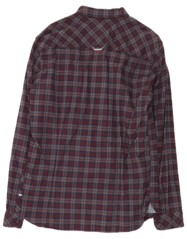 Tommy Hilfiger Camisa de franela de corte slim de algodón a cuadros rojos grandes para hombre