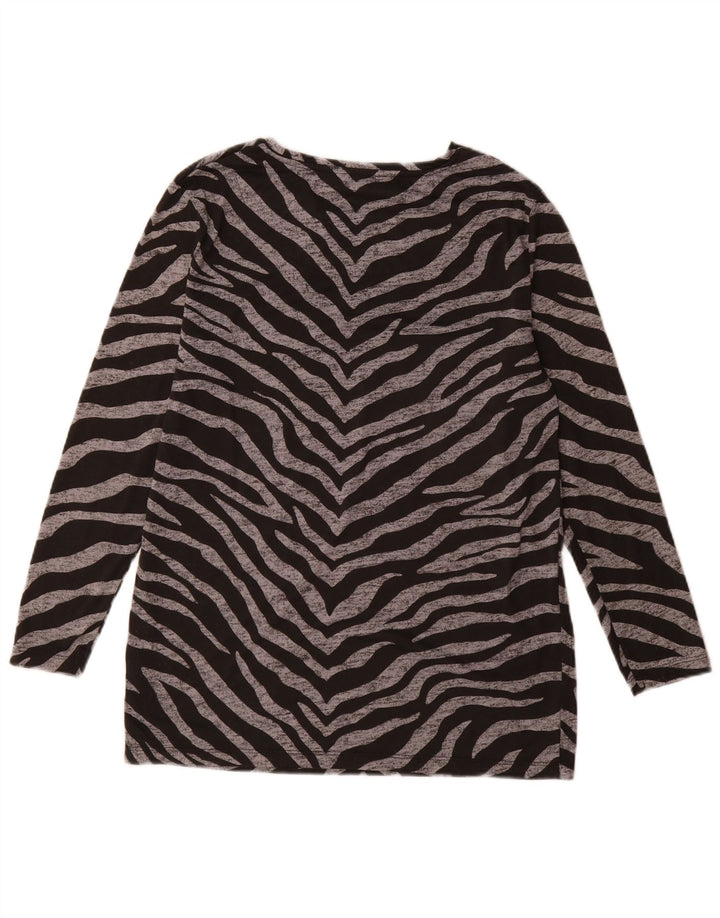 Marks & Spencer Top para mujer de manga larga UK 42 Medium Black Animal Print