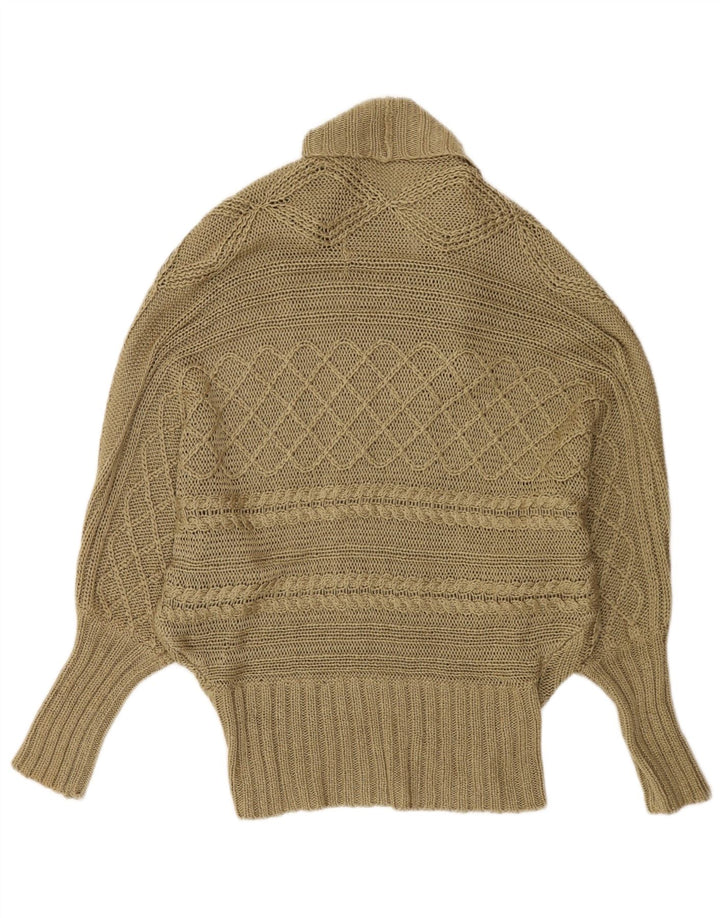 Zara Mujer Batwing Poncho Cardigan Suéter UK 14 Medium Caqui
