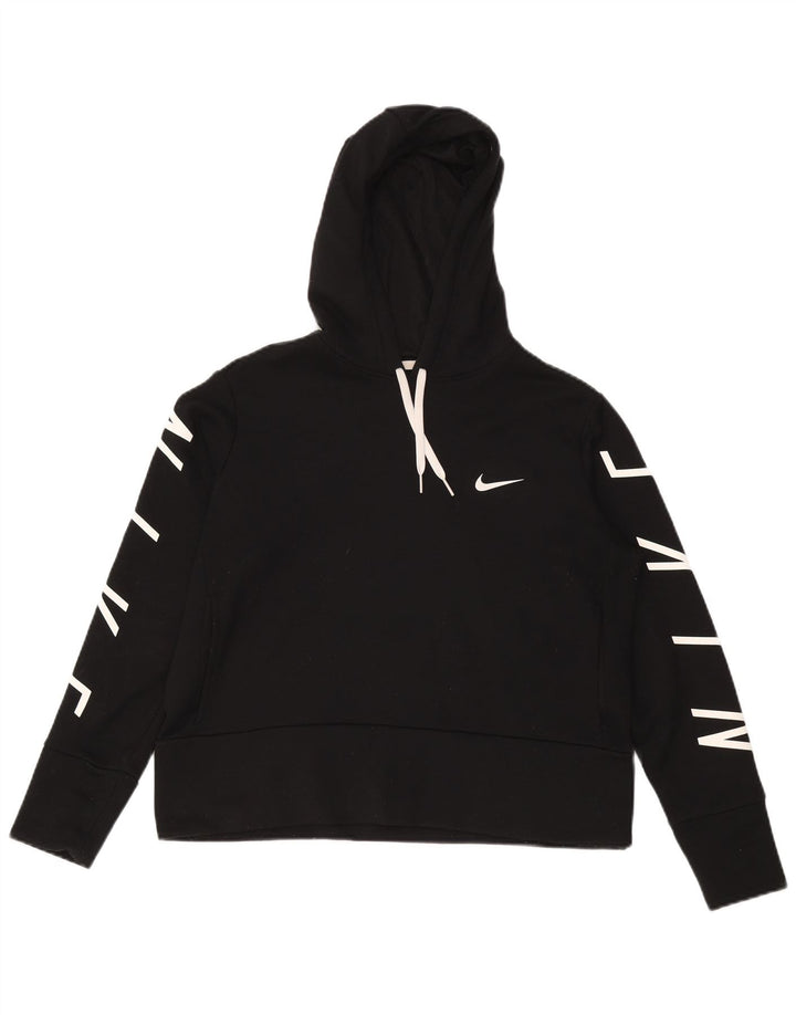NIKE - Sudadera con capucha para mujer, diseño gráfico, talla M, poliéster negro