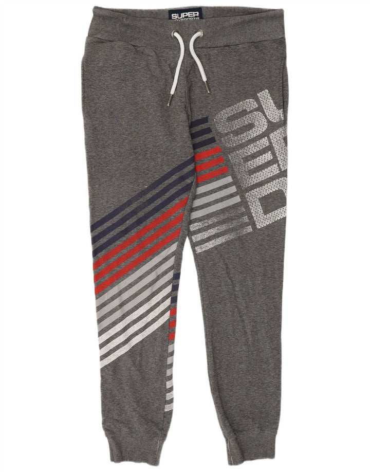 SUPERDRY Hombre Pantalones de chándal con estampado gráfico Joggers de algodón a rayas grises grandes