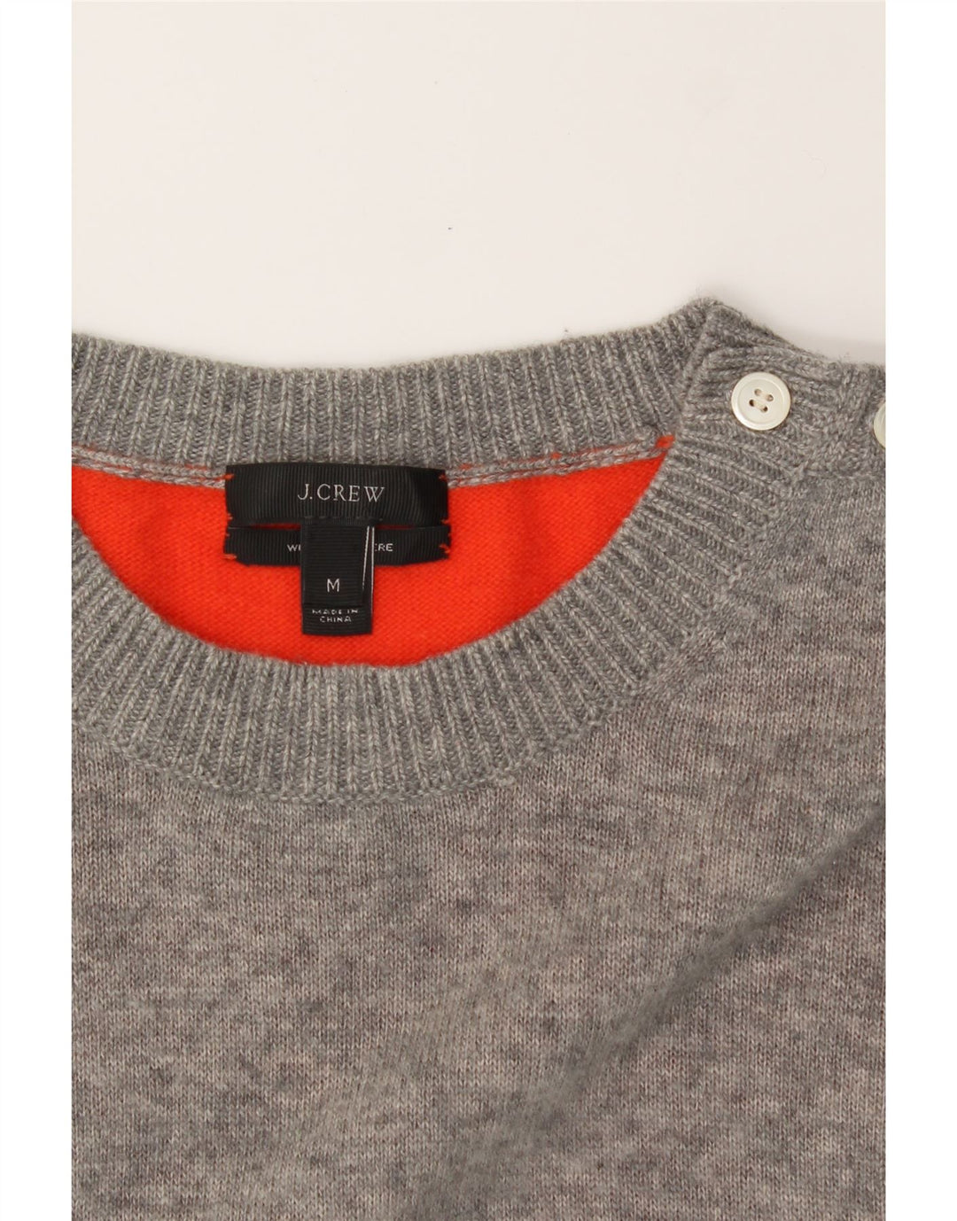 J. CREW Womens Crew Neck Jumper Sweater UK 14 Medium Grey Colourblock Vintage J. Crew and Second-Hand J. Crew from Messina Hembry 