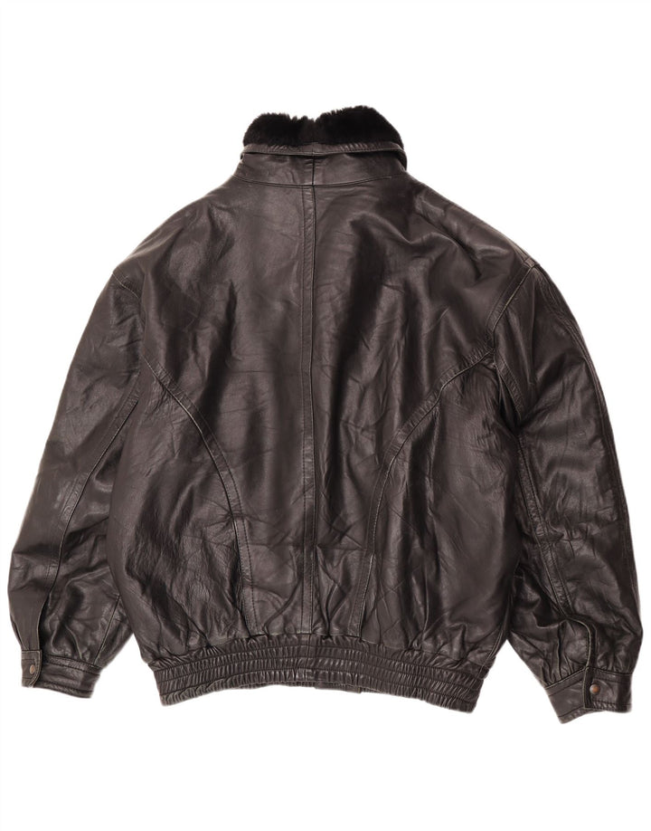 Chaqueta de cuero vintage para hombre Reino Unido 42 XL cuero negro