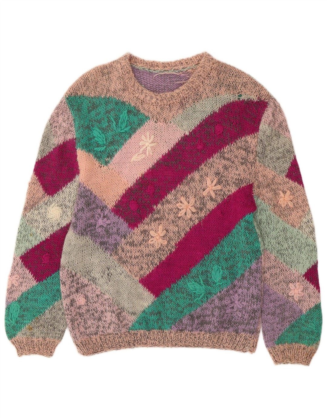 VINTAGE Mujer Barco Cuello Jersey Suéter Reino Unido 18 XL Multicolor Floral