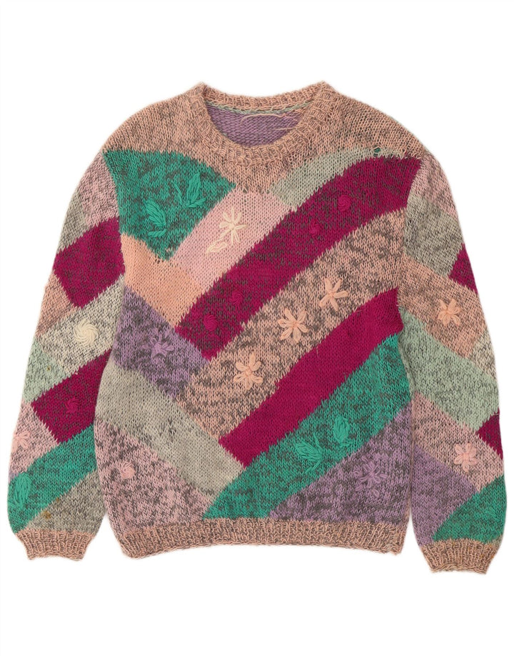 VINTAGE Mujer Barco Cuello Jersey Suéter Reino Unido 18 XL Multicolor Floral