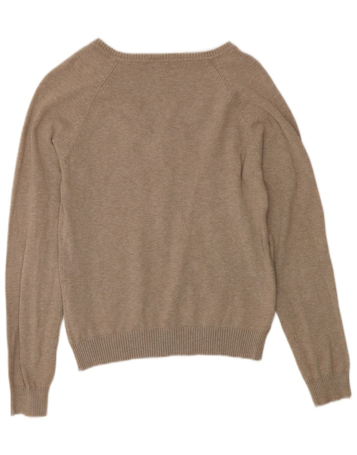 Zara - Jersey con cuello en V para mujer, talla 42, algodón gris medio
