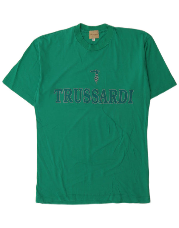 Trussardi Hombre Camiseta Gráfica Top Algodón Verde Medio