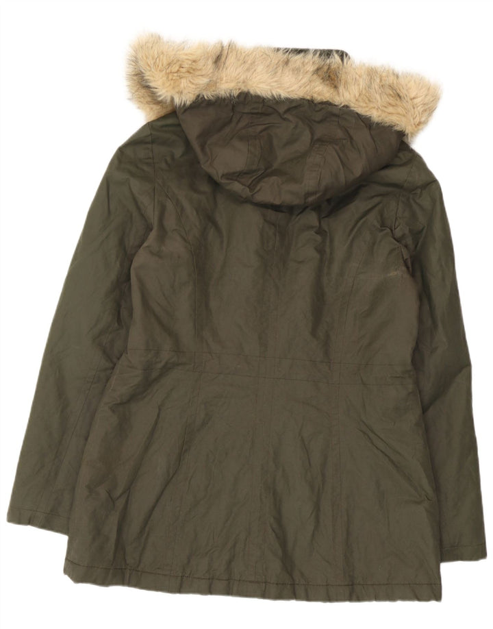 Marks & Spencer Chaqueta Parka con Capucha para Mujer UK 12 Medium Khaki Cotton