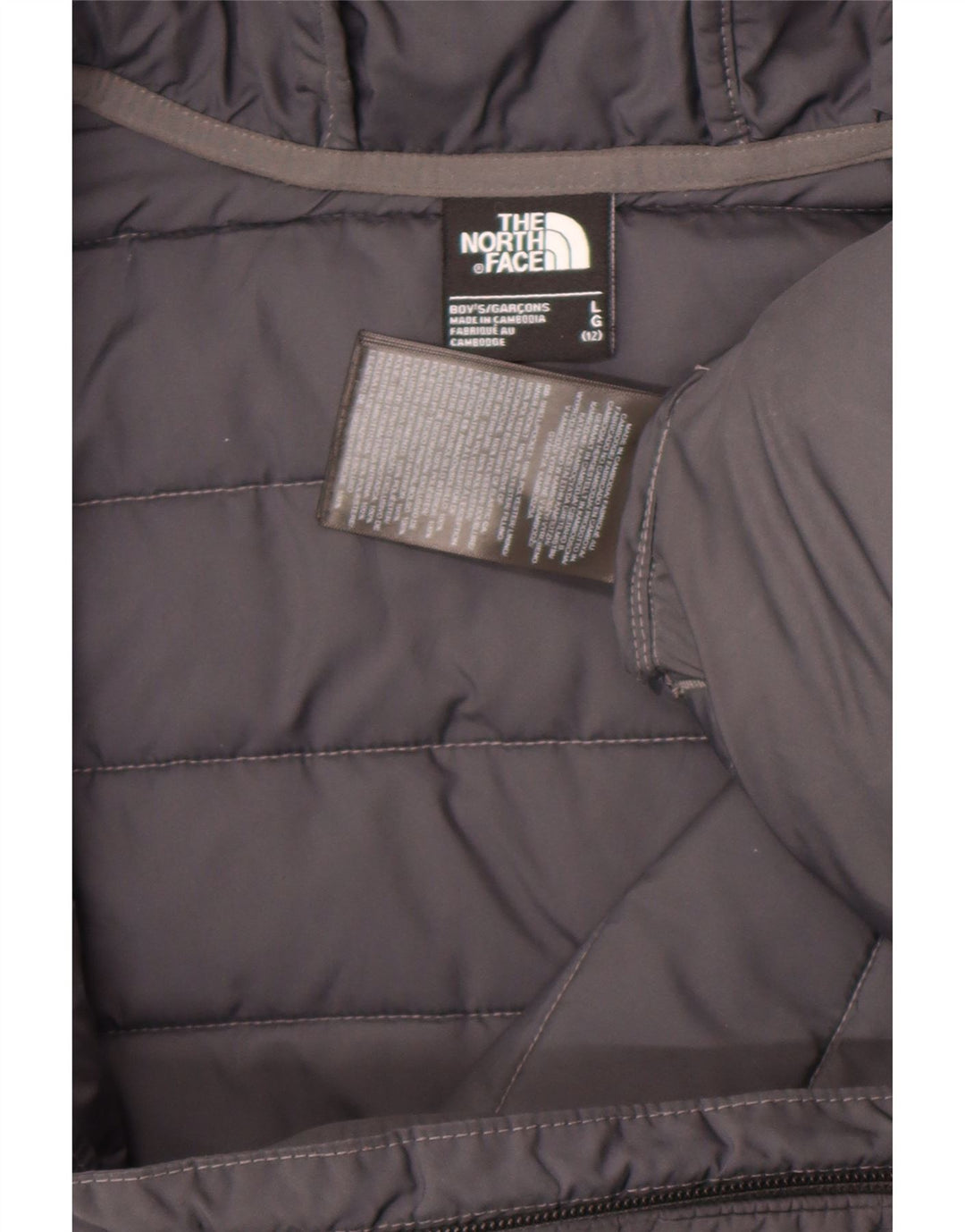 The North Face Chaqueta acolchada con capucha para niños 11-12 años Grande Gris Poliéster