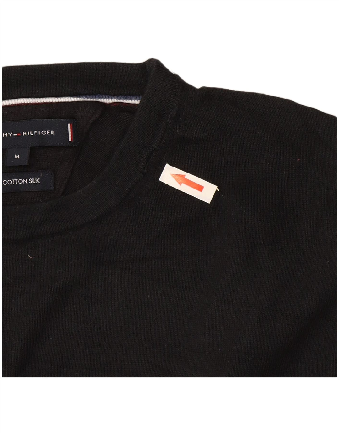 Tommy Hilfiger Jersey con cuello redondo para hombre, jersey de algodón negro mediano