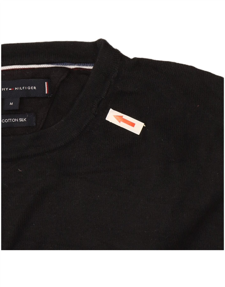 Tommy Hilfiger Jersey con cuello redondo para hombre, jersey de algodón negro mediano