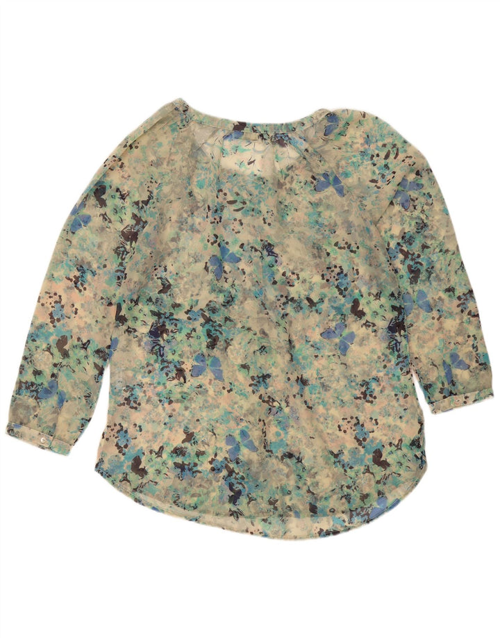 Vintage mujer blusa Top Reino Unido 18 XL turquesa manchado