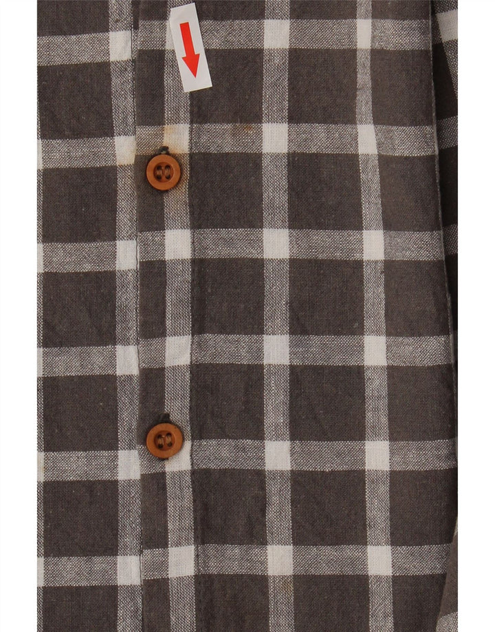 Zara Blusa camisera extragrande de manga corta para mujer UK 44 Medium Grey Check