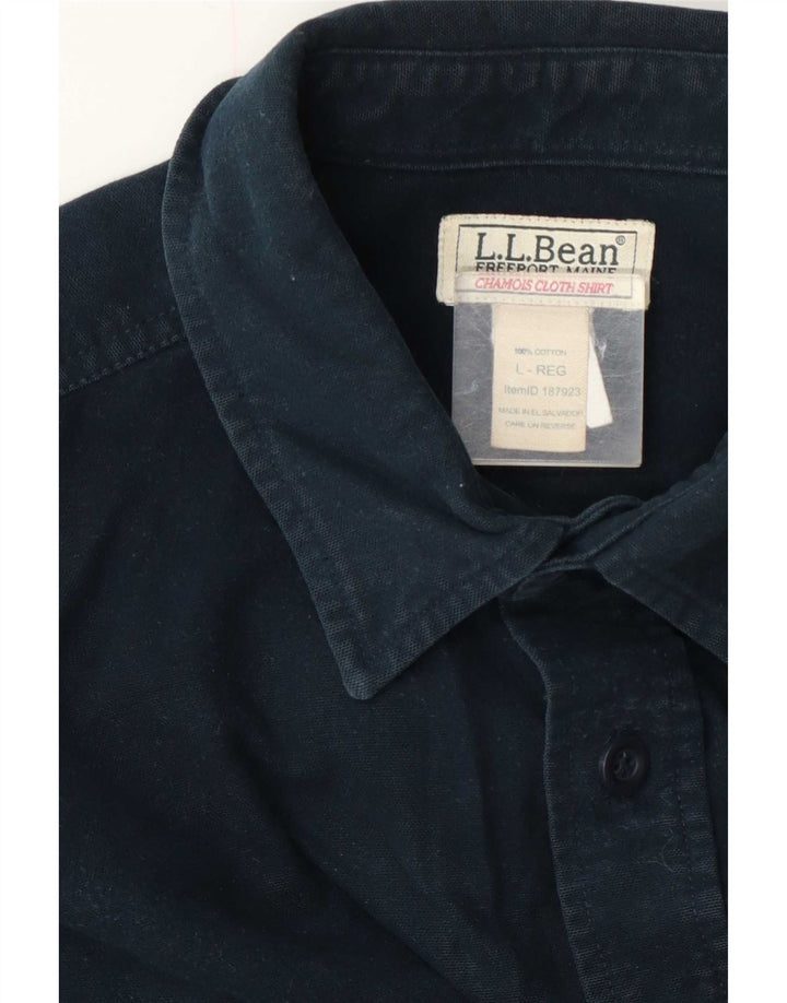 L.L.Bean Camisa de corte regular para hombre, talla grande, algodón azul marino