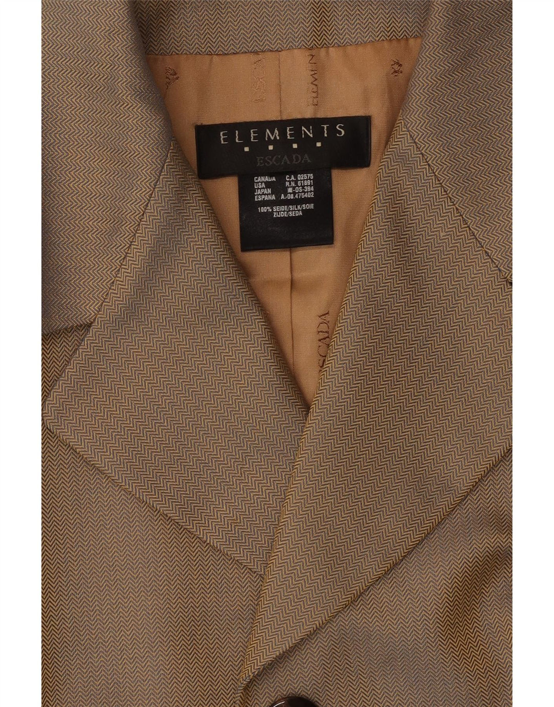 Escada Chaqueta Blazer Elements para Mujer UK 42 Medium Beige Herringbone