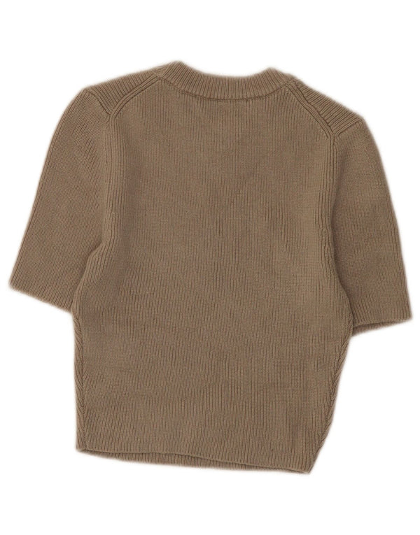 Zara Mujer Crop Manga Corta Cuello Barco Jersey Jersey UK 8 Small Gris