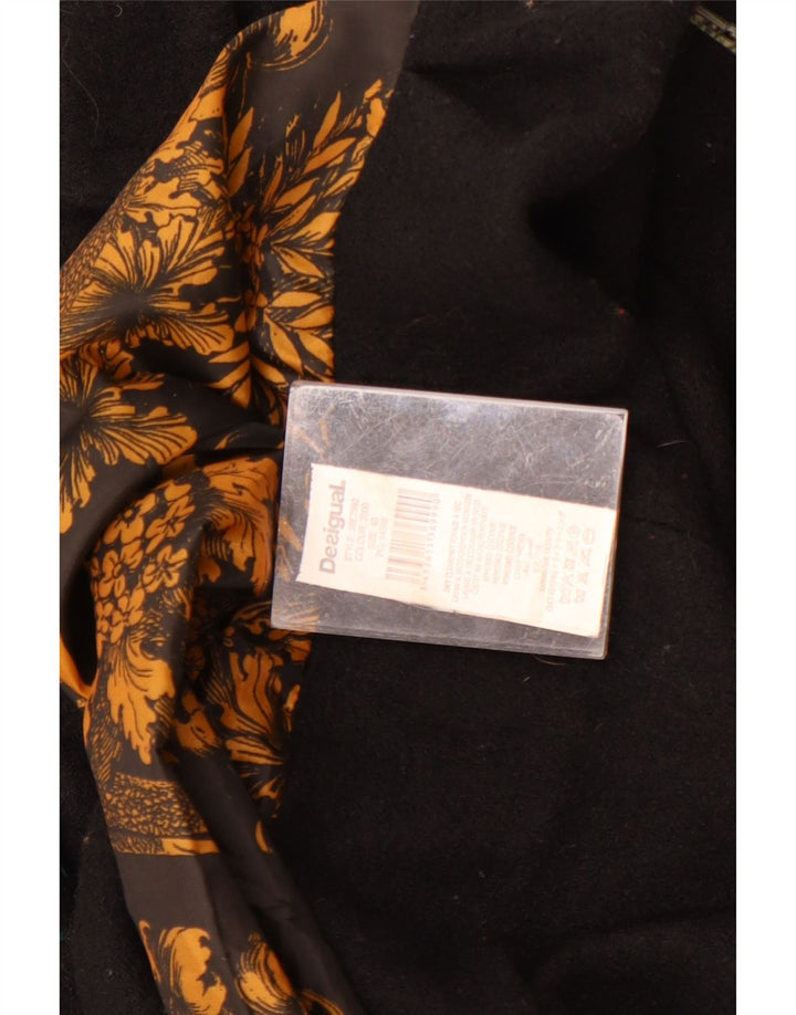 Desigual Abrigo gráfico de doble botonadura para mujer EU 40 Medio Negro Floral