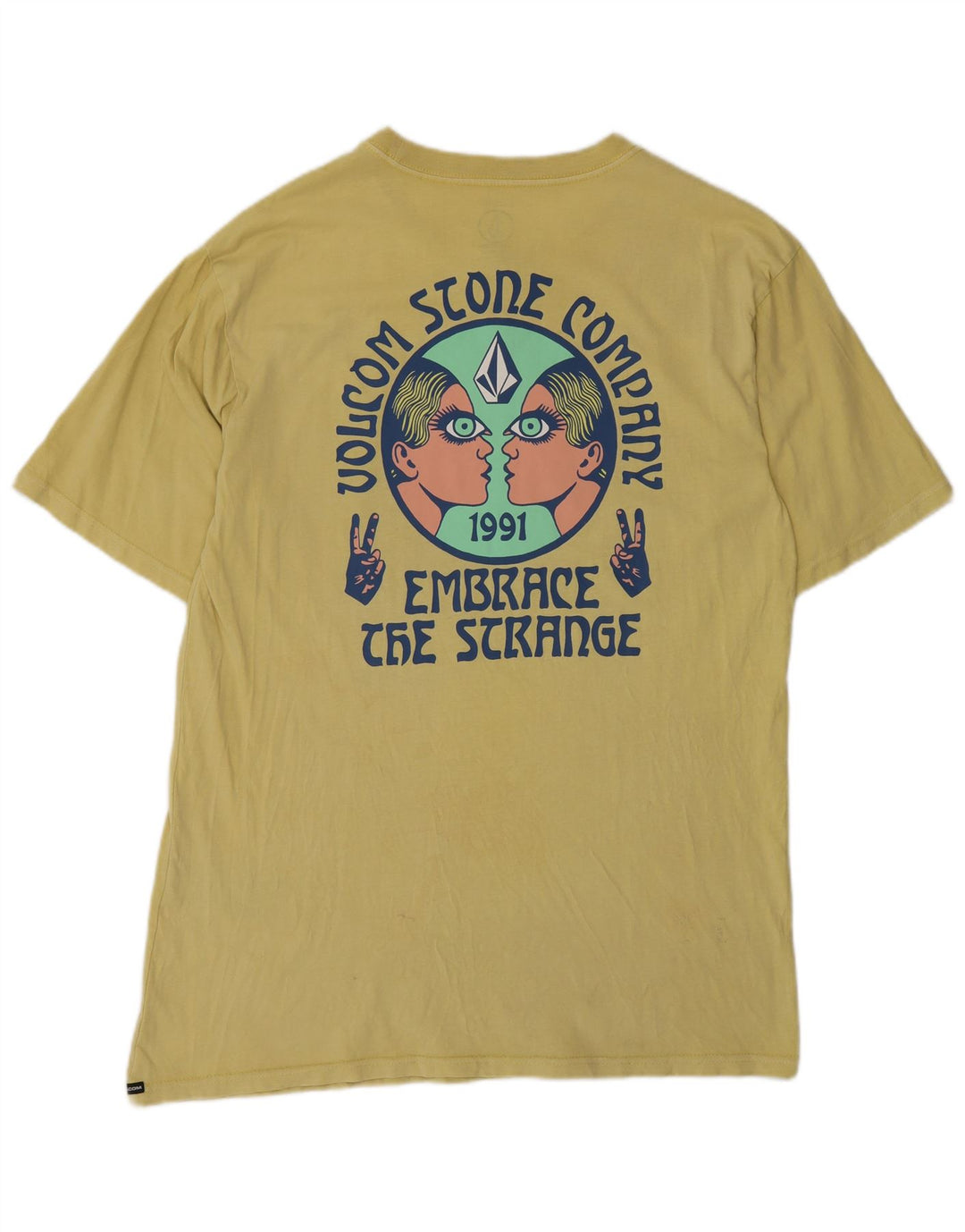 Camiseta Volcom Graphic para hombre, parte superior de algodón amarillo medio
