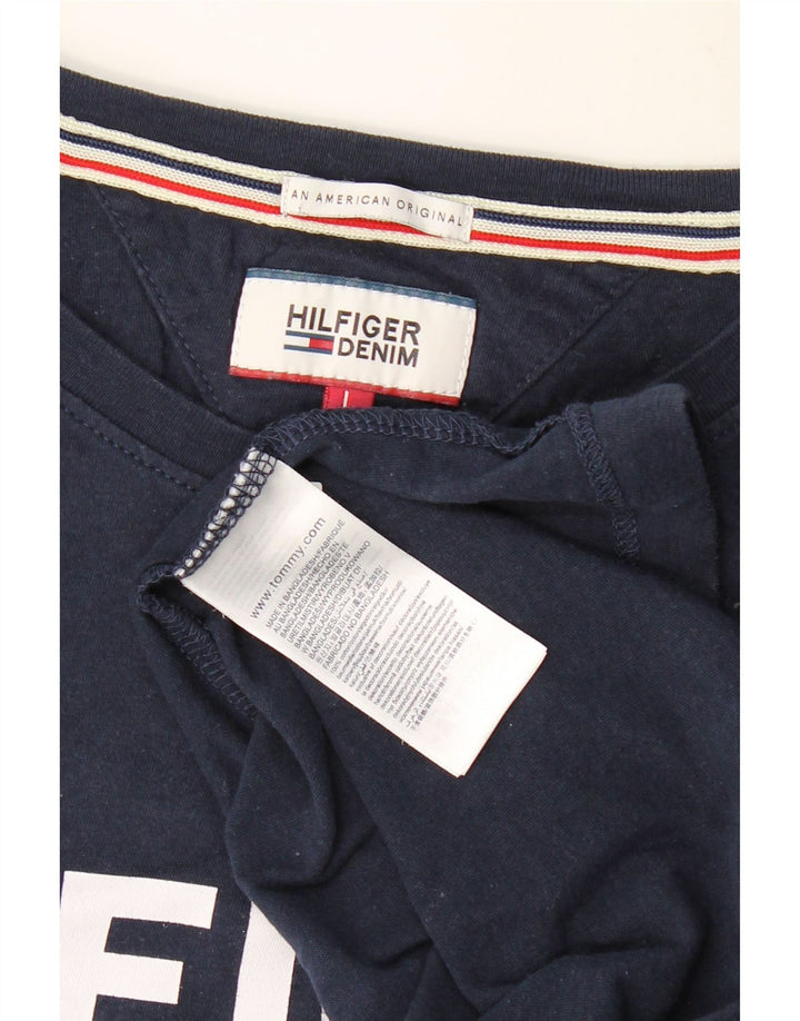 TOMMY HILFIGER Top gráfico para hombre de manga larga de algodón azul marino grande