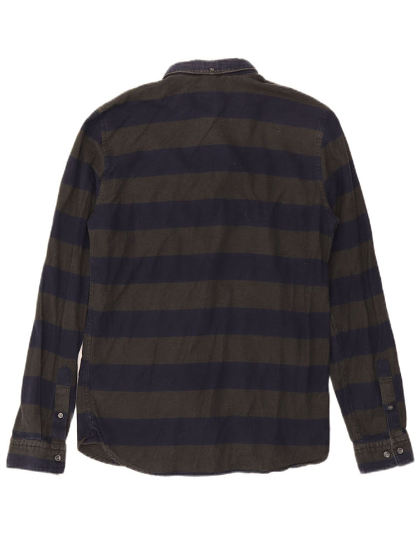 Camisa de franela entallada para hombre de French Connection, talla pequeña, de algodón a rayas en azul marino