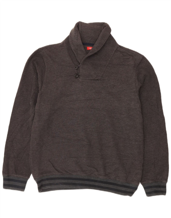 IZOD Jersey con cuello tipo chal para hombre de algodón gris medio
