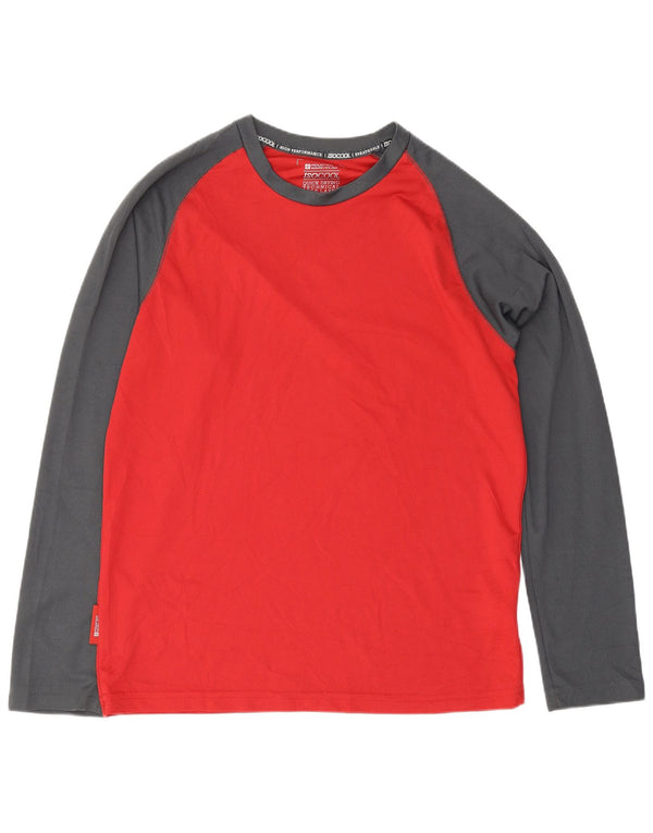 Camiseta IsoCool de manga larga para hombre de Mountain Warehouse con bloques de color rojo medio
