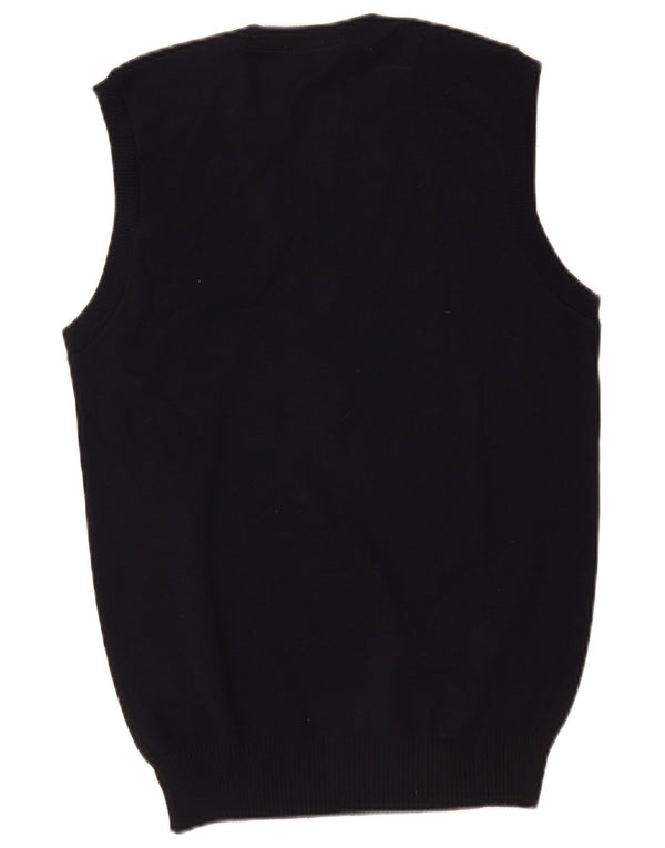 Liabel Mens Vest Tank Top Small Azul Marino Lana Virgen