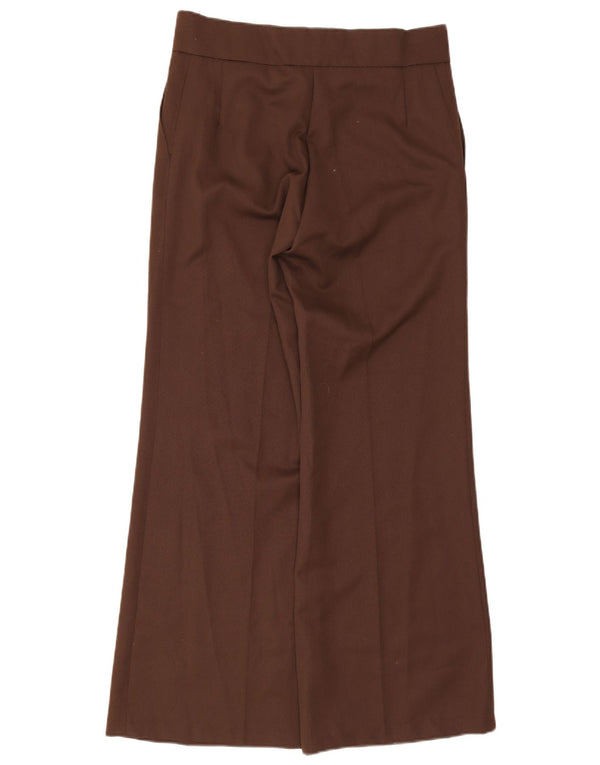 Vintage mujer cintura alta pierna ancha traje pantalones W32 L32 marrón