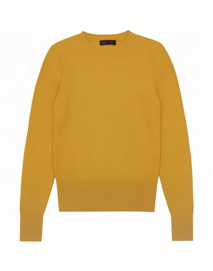 Marks & Spencer Jersey de cuello redondo para mujer UK 12 Viscosa amarilla mediana
