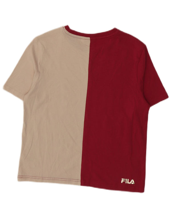 Fila Camiseta gráfica para mujer Top UK 40 Algodón color block rosa mediano