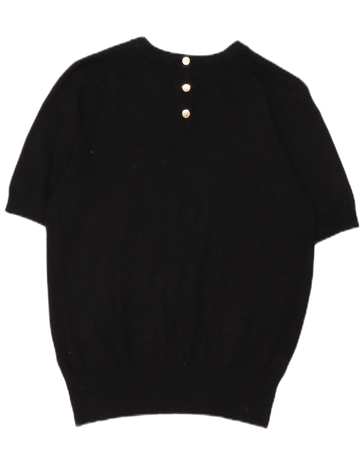 Zara Mujer Camiseta Top UK 44 Mediano Negro
