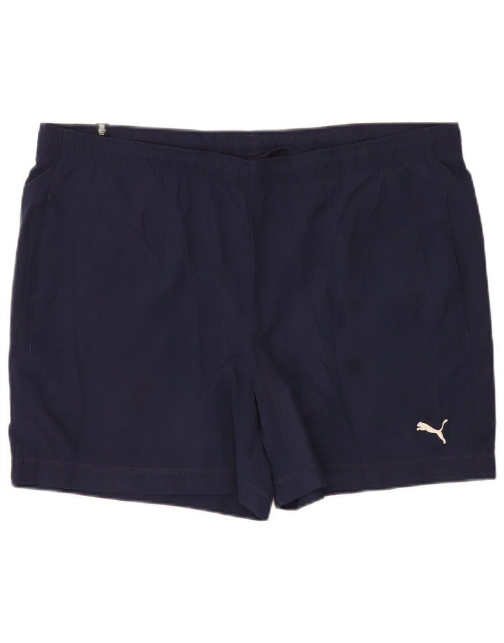 Puma Pantalones cortos deportivos para hombre grande poliéster azul marino