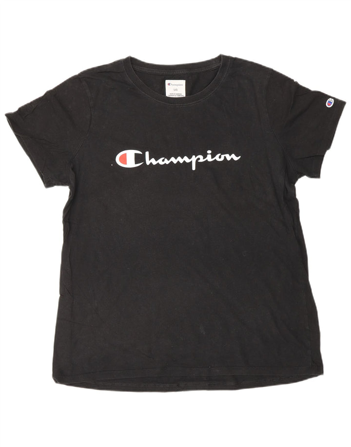 Champion Camiseta gráfica para mujer Top UK 46 Large Black Cotton