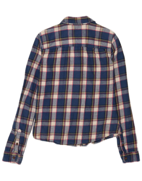 Camisa Hollister Mujer Franela Reino Unido 10 Mall Azul Cuadros Algodón