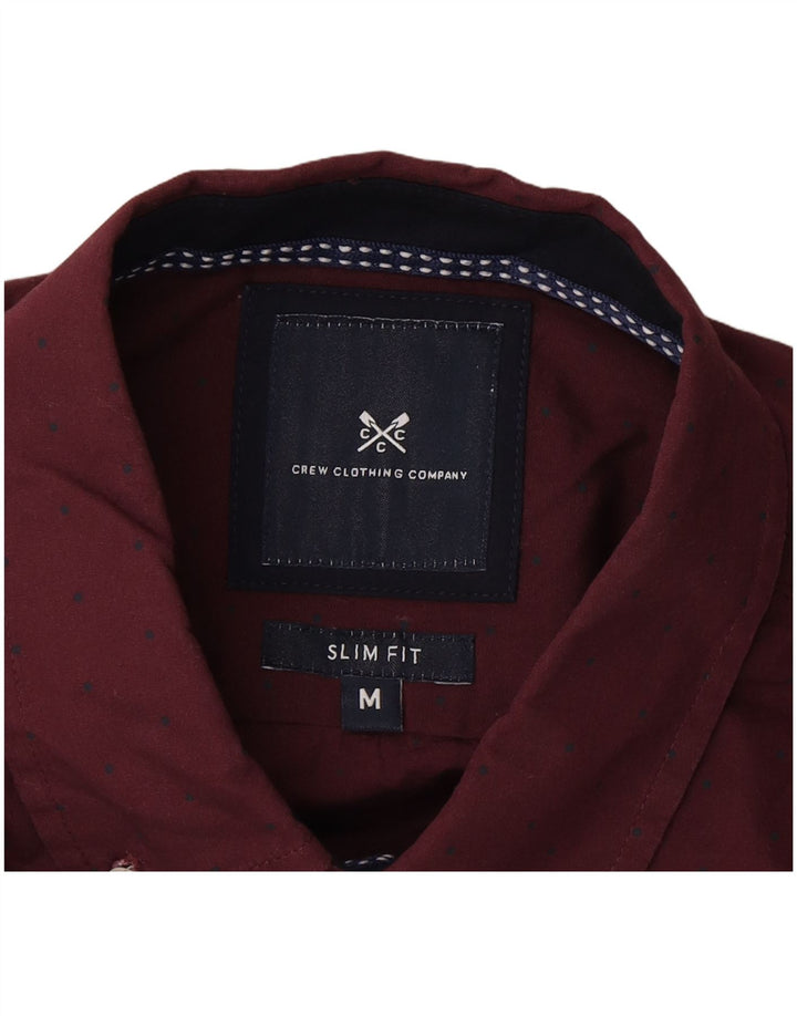 Crew Clothing Camisa ajustada para hombre, color burdeos mediano con manchas