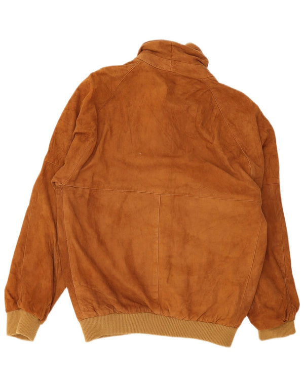 Vintage hombres ante bomber chaqueta Reino Unido 36 pequeño cuero marrón