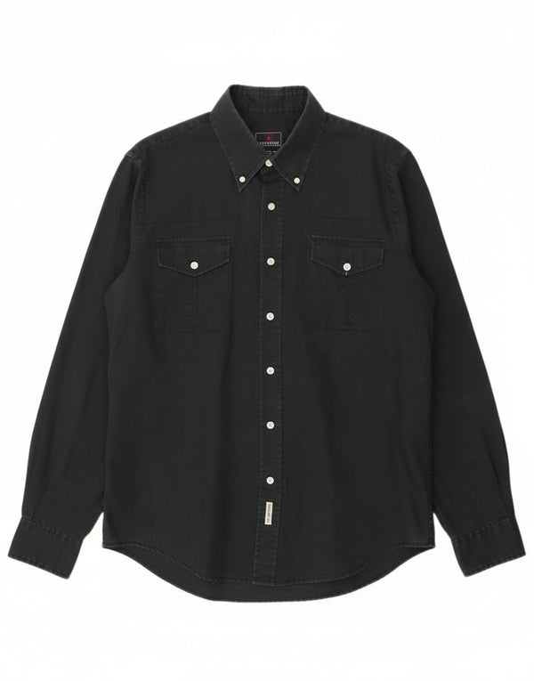Camisa Ivy Oxford para hombre, talla grande, ramio negro