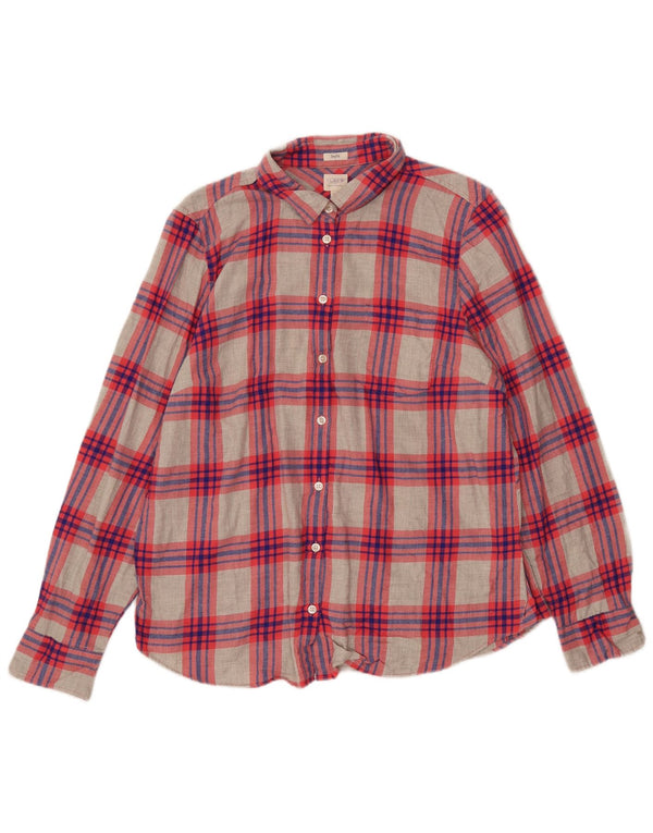 J. Crew Camisa de Franela para Mujer Boy Fit UK 40 XL Algodón a Cuadros Rojos