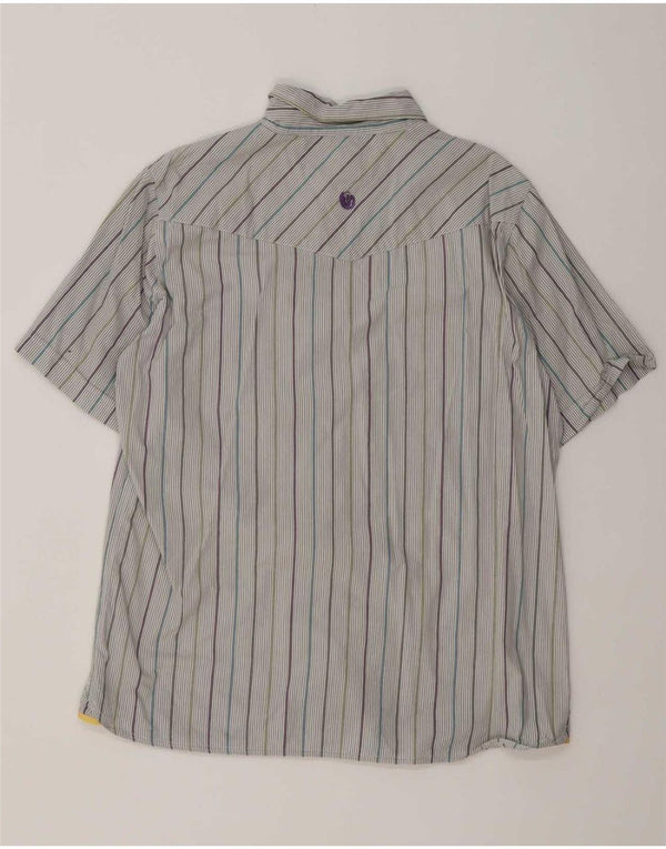 Fat Face Mens Short Sleeve Shirt XL Grey Pinstripe Cotton