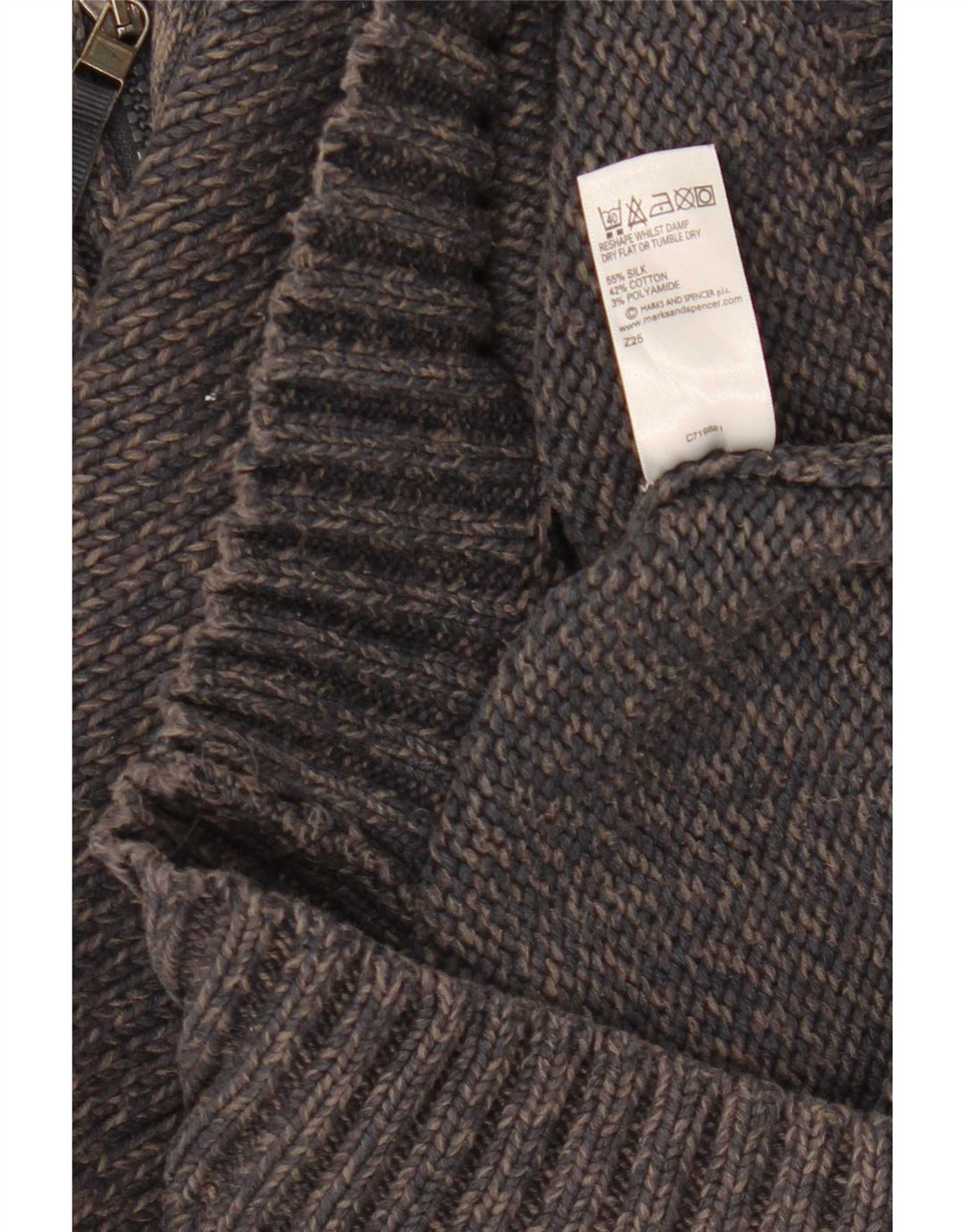 Marks & Spencer - Jersey para hombre con cuello y cremallera, talla pequeña, seda moteada en azul marino