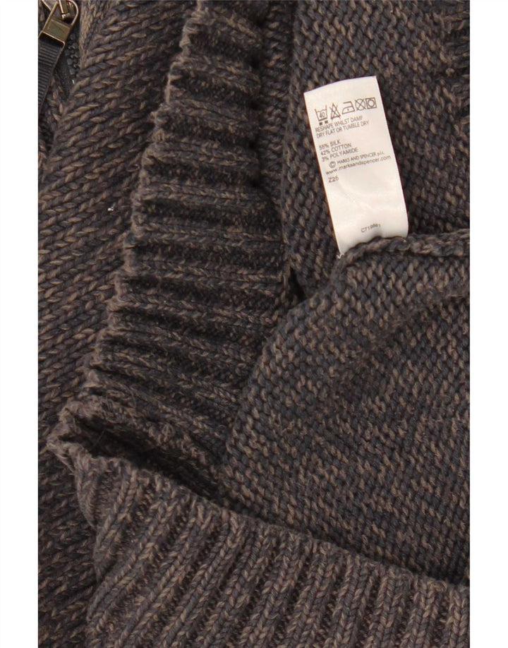 Marks & Spencer - Jersey para hombre con cuello y cremallera, talla pequeña, seda moteada en azul marino