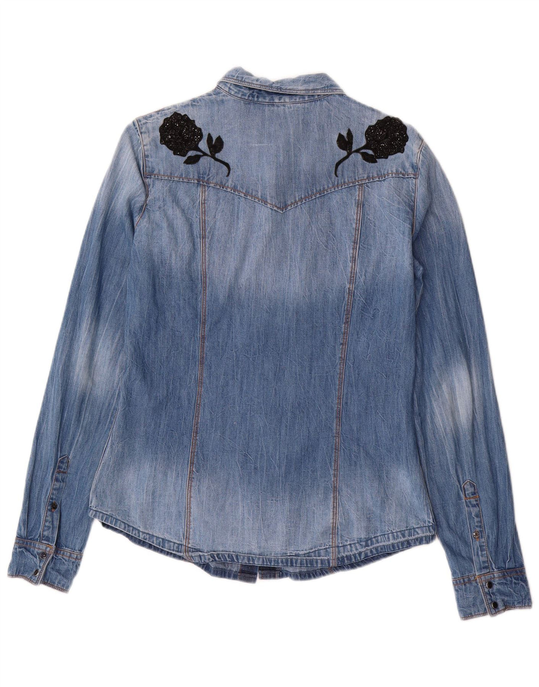 GUESS Camisa vaquera para mujer UK 44 Azul medio Floral