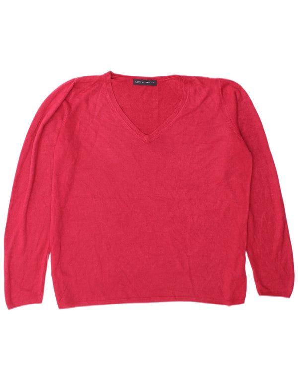 Marks & Spencer Suéter con Cuello en V para Mujer UK 20 2XL Acrílico Rojo