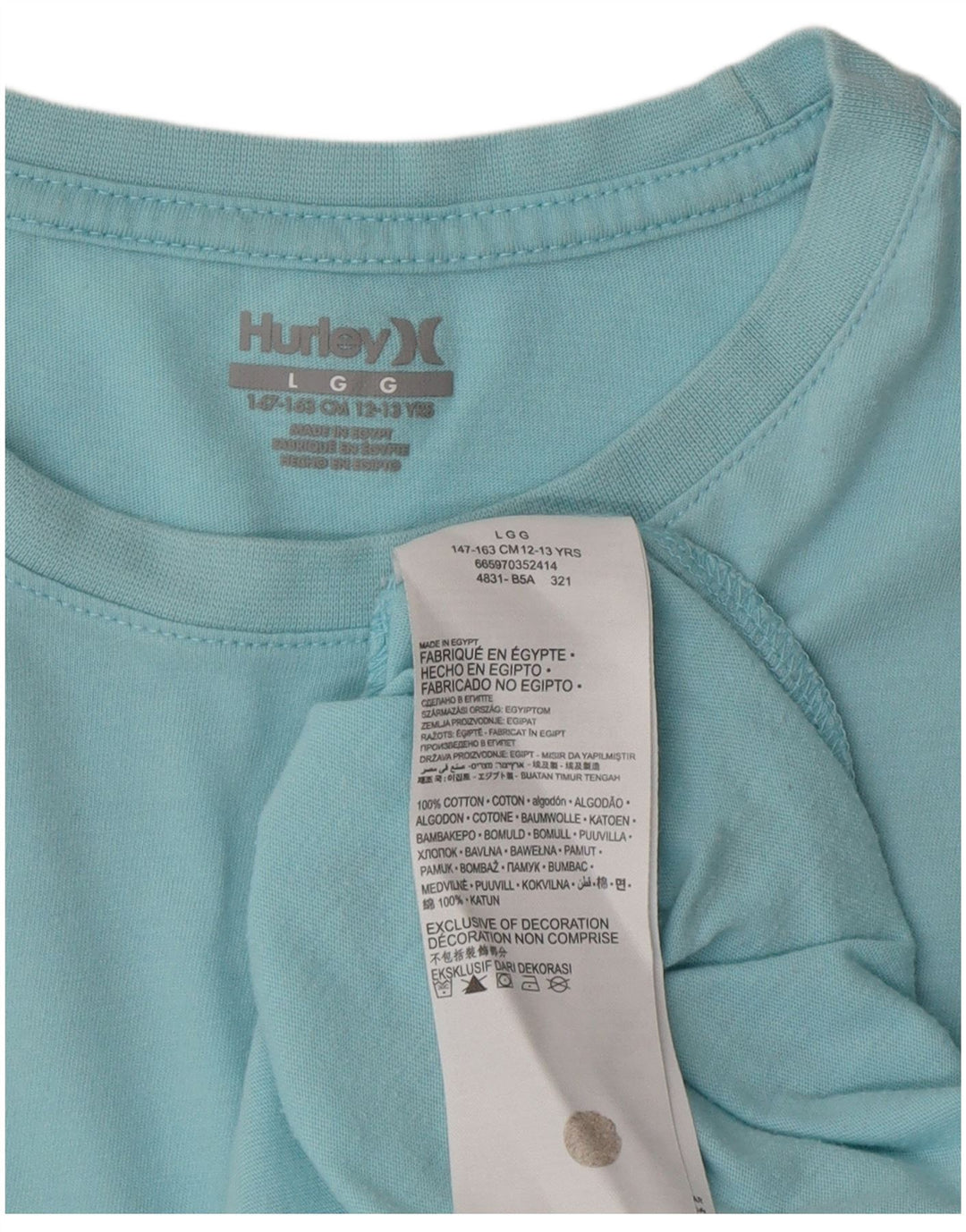 Hurley Camiseta gráfica para niños 12-13 años Grande Azul Algodón
