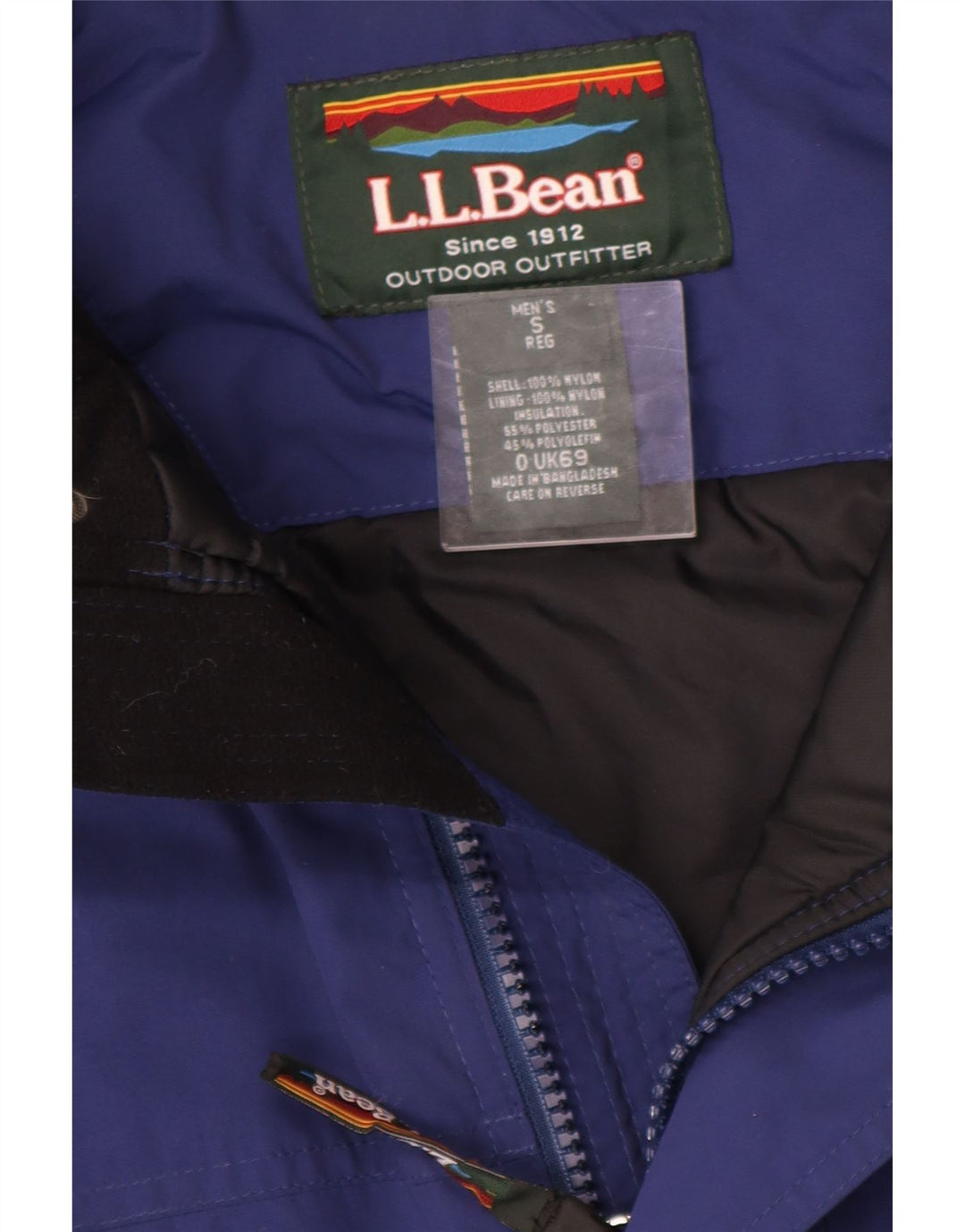 L.L.BEAN Mens Hooded Windbreaker Jacket UK 36 Small Blue Nylon Vintage L.L.Bean and Second-Hand L.L.Bean from Messina Hembry 