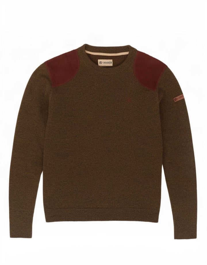 Percussion Jersey De Cuello Redondo Para Hombre Acrílico Color Block Caqui Grande