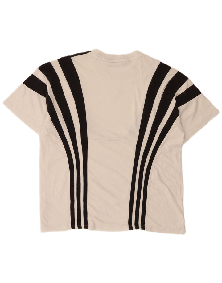 Adidas Hombre Camiseta Top Grande Blanco Colorblock Algodón
