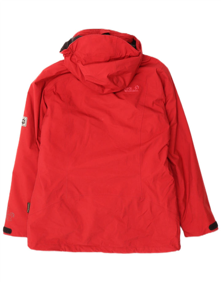 Jack Wolfskin Chaqueta cortavientos con capucha para mujer Reino Unido 12 Mediano Rojo Poliamida