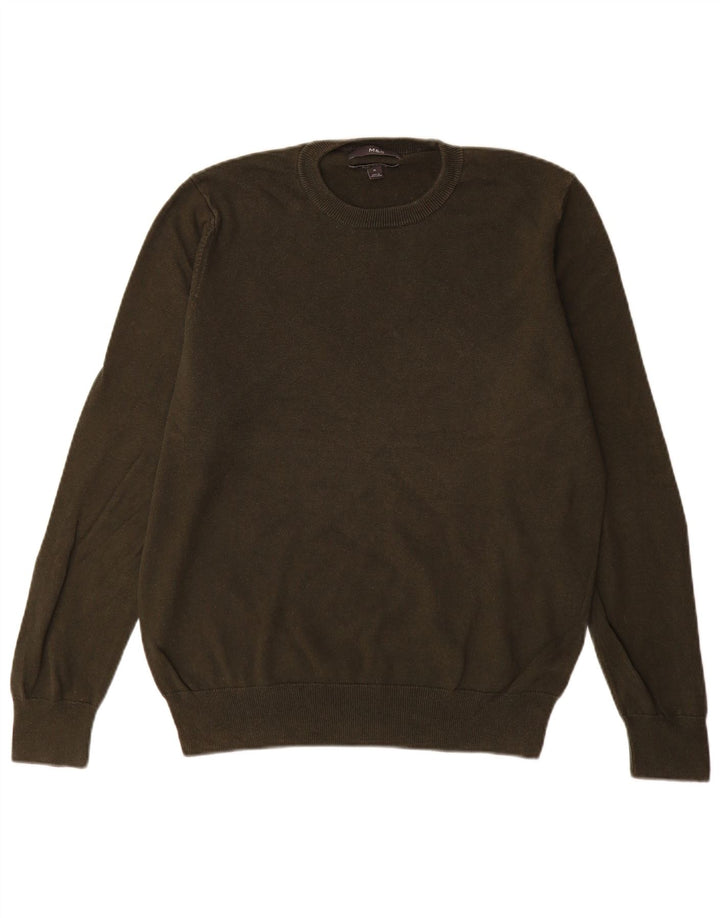 Marks & Spencer Suéter con Cuello Redondo para Hombre Algodón Caqui Medio